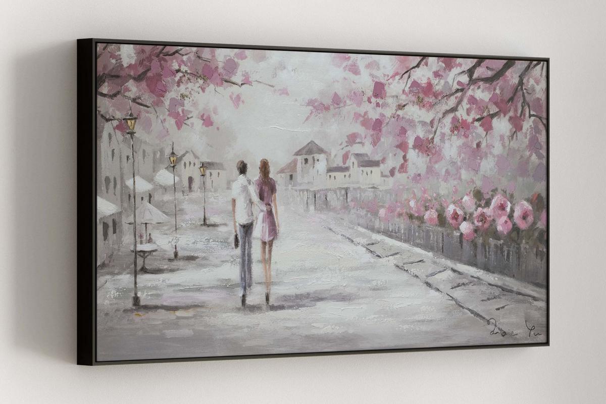 ACRYLBILD HANDGEMALT 120/60 cm - Pink/Beige, Holz/Textil (120/60cm) - KUNSTLOFT
