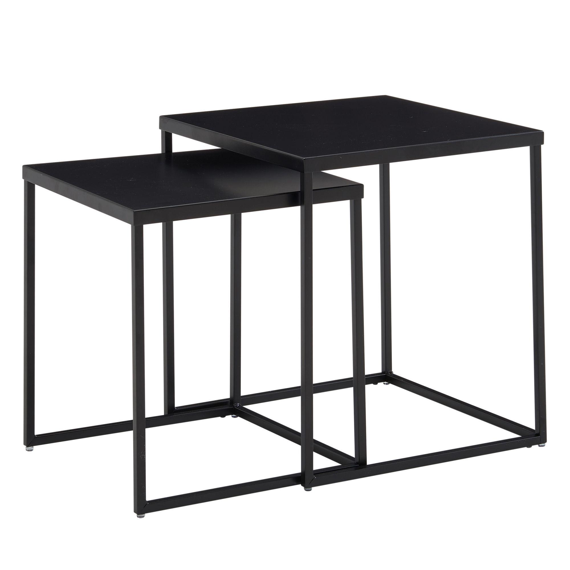 BEISTELLTISCH Set – 2-teilig Schwarz Stahl Industriestil mit Anti-Rutsch - Schwarz, Metall (40/40/45cm) - KADIMA DESIGN