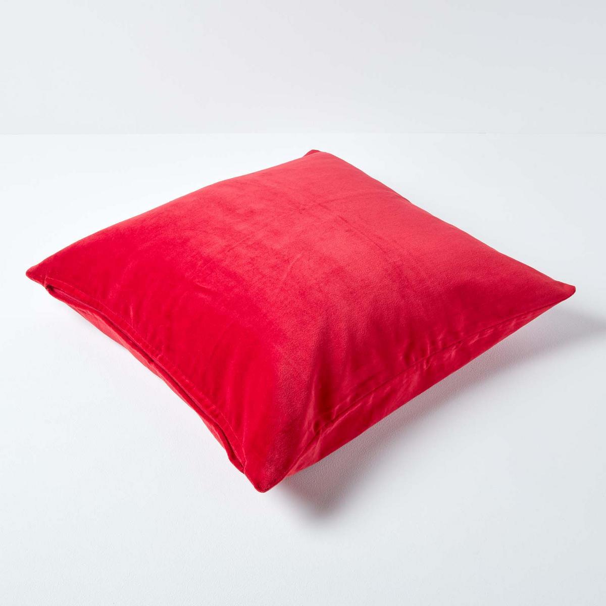 KISSENHÜLLEN 2er-Set Baumwollsamt rot 40/40 cm - Rot, Textil (40/40cm) - Homescapes