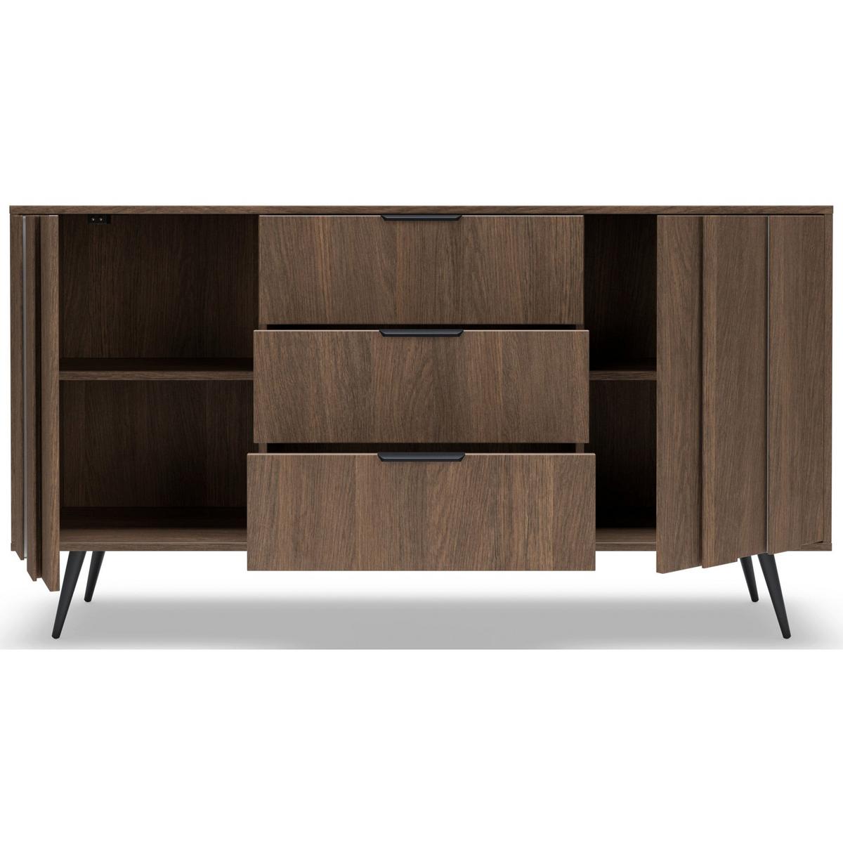 SIDEBOARD Amaro 153 cm - Eichefarben/Schwarz, Holzwerkstoff/Metall (153.5/82.6/40cm) - Selsey