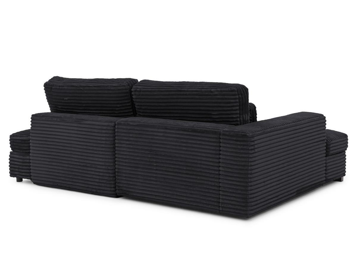 ECKSOFA Wolke mit tiefer Sitzfläche, Schlaffunktion und praktischem Bettkasten aus weichem Schwarz Cordstoff - Schwarz, Holz/Kunststoff (162/225cm) - S-Style