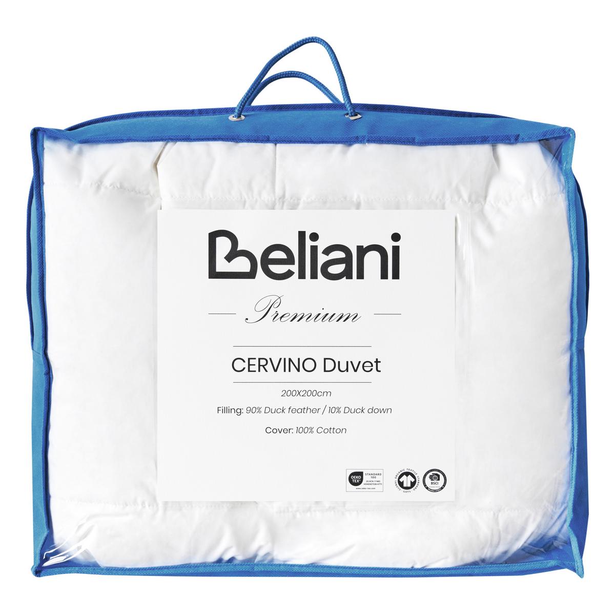 BETTDECKE Entenfedern und Daunen Leicht Warm 200/200 cm Cervino - Weiß, Textil (200/200cm) - Beliani