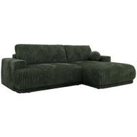 ECKSCHLAFSOFA RINA L Dunkelgrün Cord - rechts - Dunkelgrün/Schwarz, Kunststoff/Textil (170/267cm) - MKS