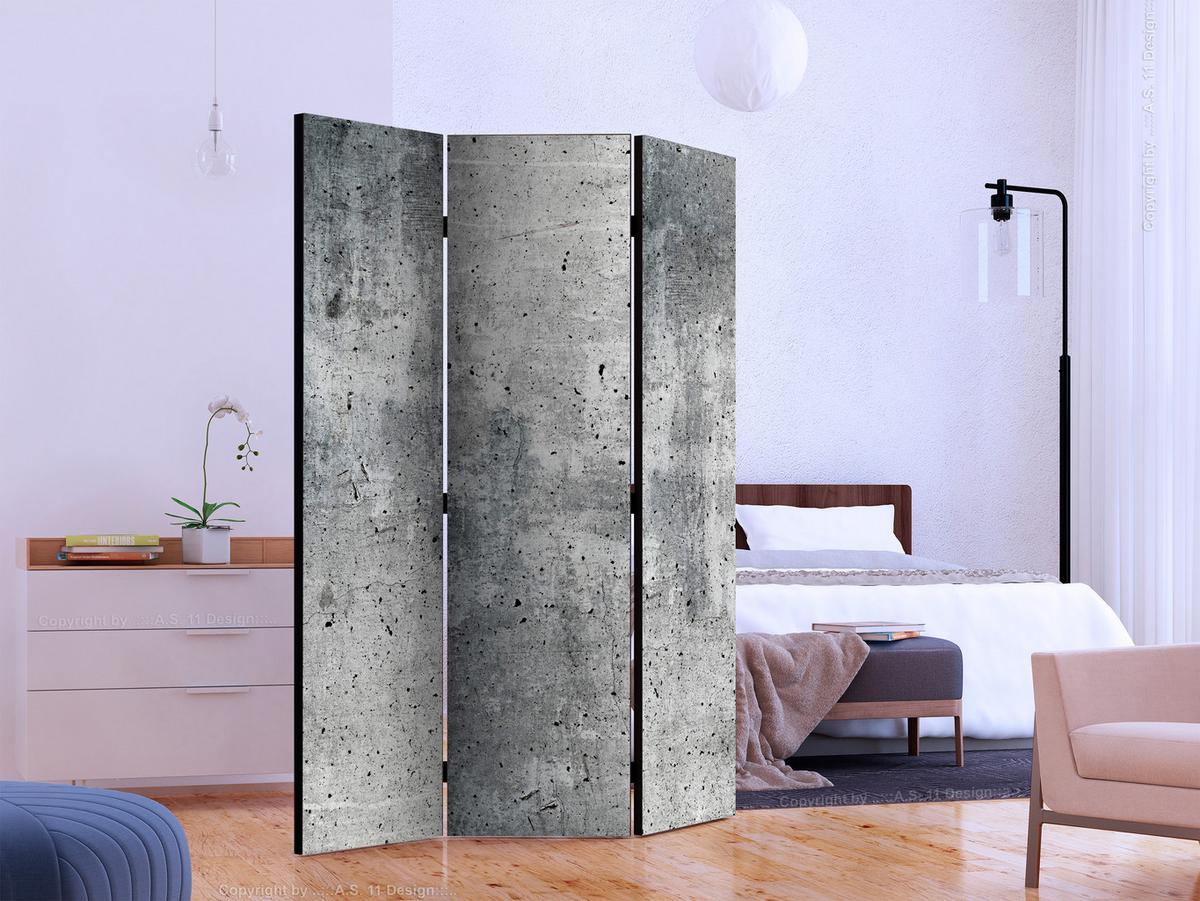 PARAVENT Einseitig Bedruckter 3-tlg 135x172 cm Frischer Beton - Grau, Holz/Textil (135/172/3cm) - Muralo