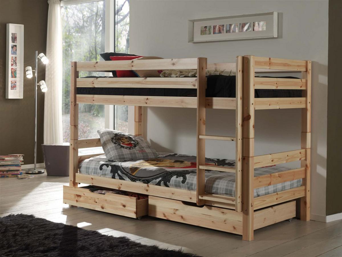 ETAGENBETT Karolina 210x140x105 aus Massivholz in natur - Kieferfarben, Holz (90/200cm) - 58aufmkessel