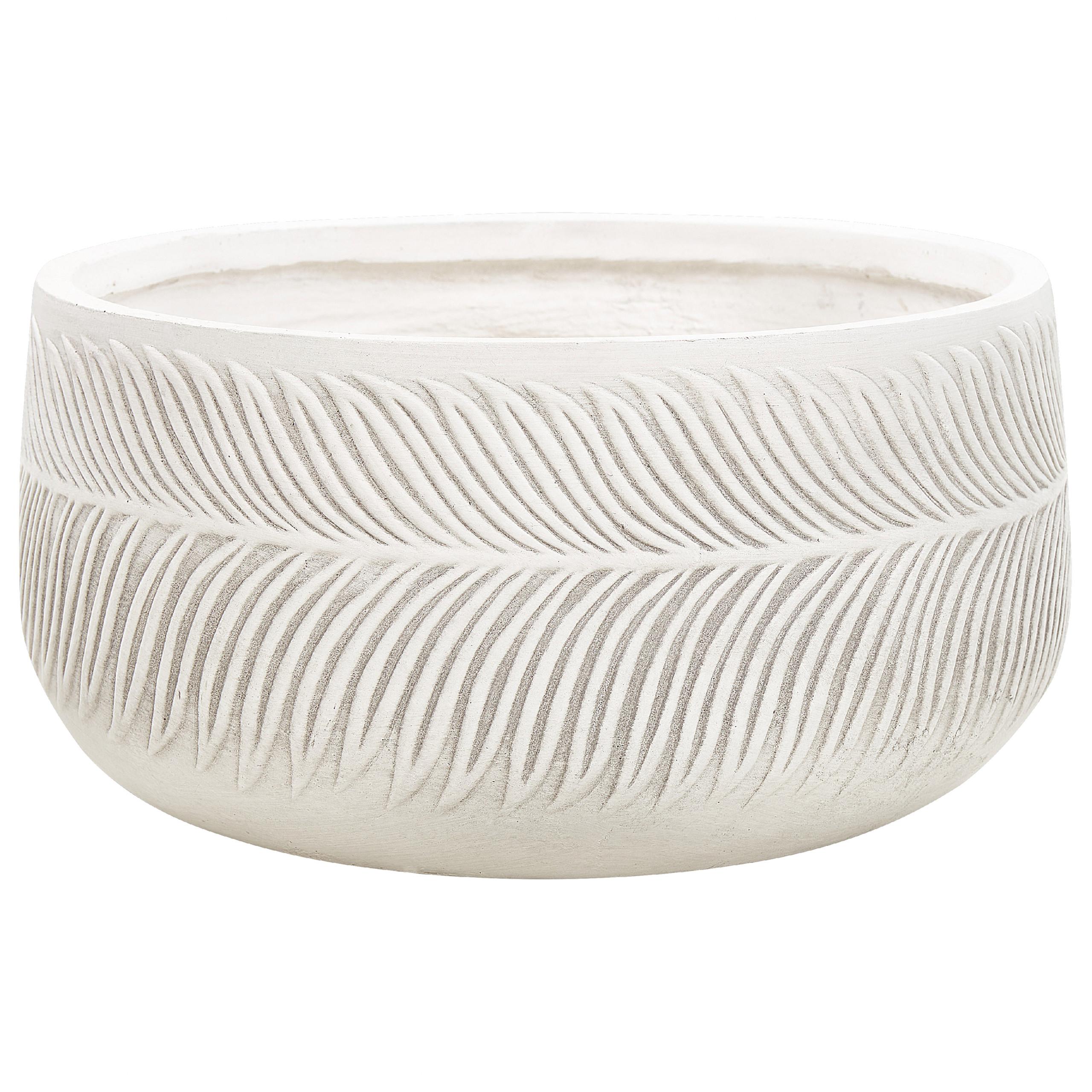 BLUMENTOPF cremeweiß rund 43/43/23 cm Ftero - Weiß, Naturmaterialen (23cm) - Beliani