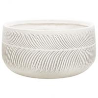 BLUMENTOPF cremeweiß rund 43/43/23 cm Ftero - Weiß, Naturmaterialen (23cm) - Beliani