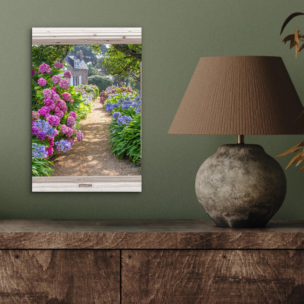 METALLBILD Hortensie - Durchsichtig - Blumen - Sommer - Lila - Weg 20x30 cm - Lila, Metall (20/30cm) - MuchoWow