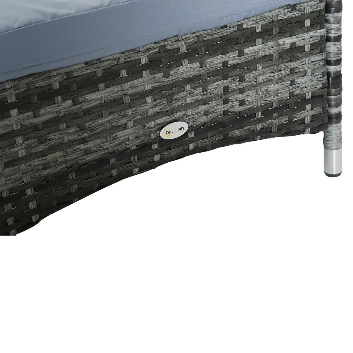 SONNENLIEGE, Polyrattan+Metall, Grau - Multicolor, Kunststoff (73/103/200cm) - Outsunny