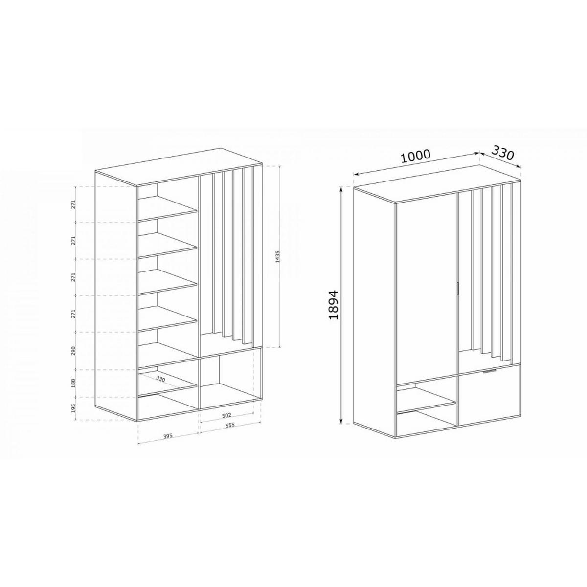 GARDEROBENSCHRANK Limo Plus mit zwei Türen und Sitzpolster graphit - Graphitfarben, Holzwerkstoff (100/190/33cm) - Beautysofa