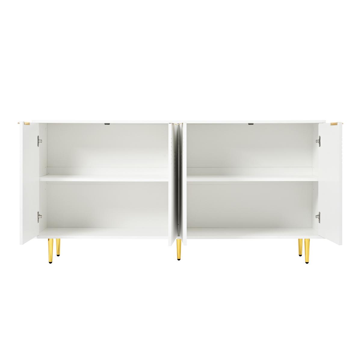 SIDEBOARD Modern mit Strukturfront, 160/40*80cm - Weiß, Holzwerkstoff (160/80/40cm) - Urban Meuble