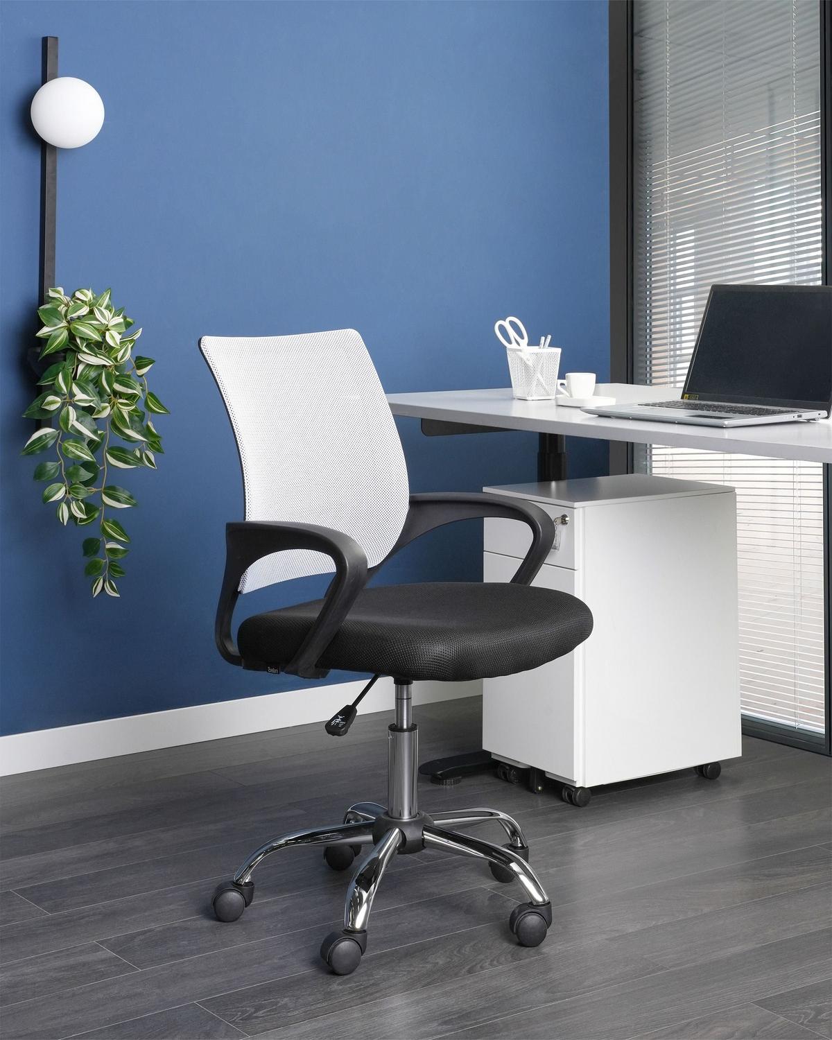 BÜROSTUHL Schwarz/Weiß Solid - Schwarz, Textil (60/88/60cm) - Beliani