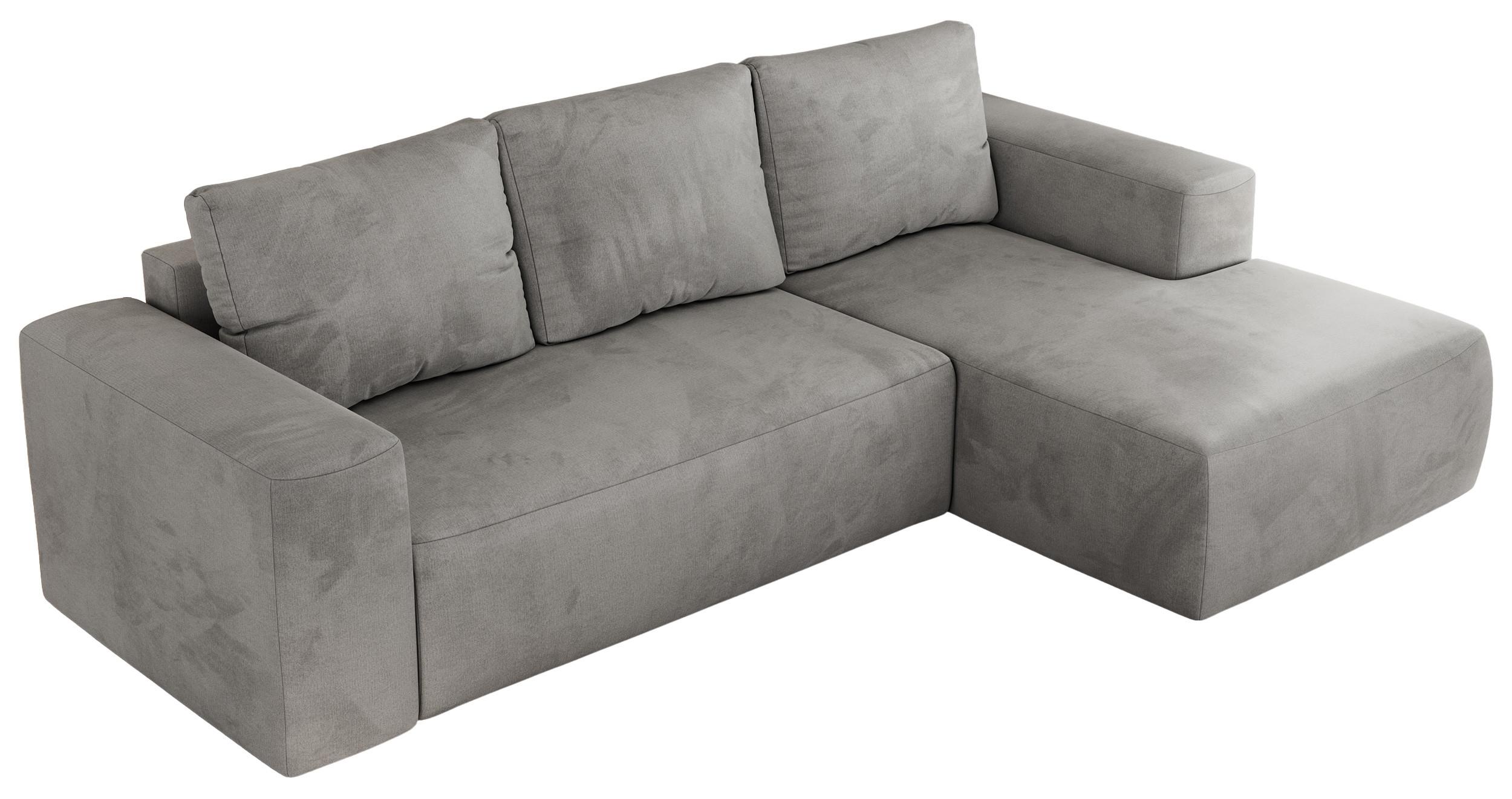 ECKSOFA TRENTINO L Hellgrau Velvet - Rechts - Hellgrau/Schwarz, Kunststoff/Textil (164/266cm) - MKS