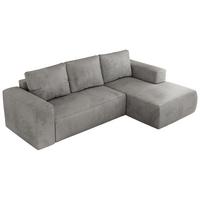 ECKSOFA TRENTINO L Hellgrau Velvet - Rechts - Hellgrau/Schwarz, Kunststoff/Textil (164/266cm) - MKS