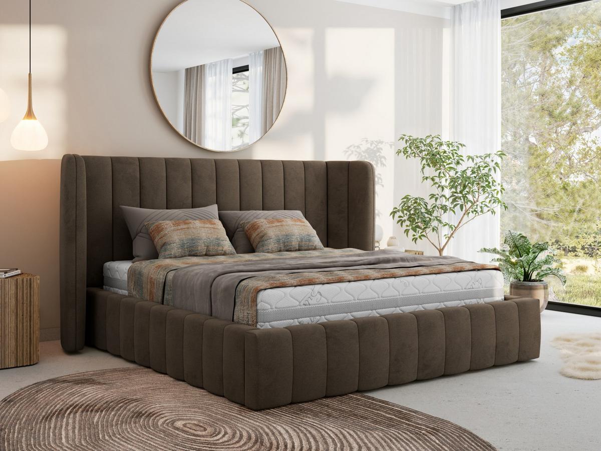 POLSTERBETT GOLETTA CLASSIC 200/200 - Braun Velvet - Multipocket-Matratze - Braun, Textil (200/200cm) - MKS