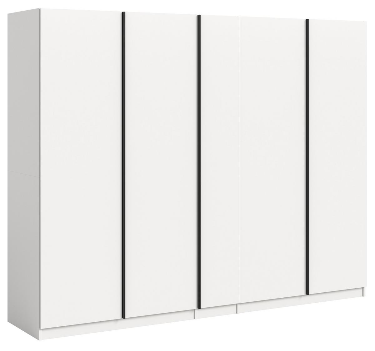 KLEIDERSCHRANK weiß 5-türig 230 x 183 cm, Drehtürenschrank mit viel Stauraum - Schwarz/Weiß, Holzwerkstoff/Kunststoff (230/183/53cm) - Inn.Furn