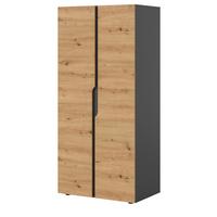 KLEIDERSCHRANK Eiche Artisan, grau 81 x 176 cm, Drehtürenschrank 2-türig - Schwarz/Eiche Artisan, Holzwerkstoff/Kunststoff (81/176/51cm) - Inn.Furn