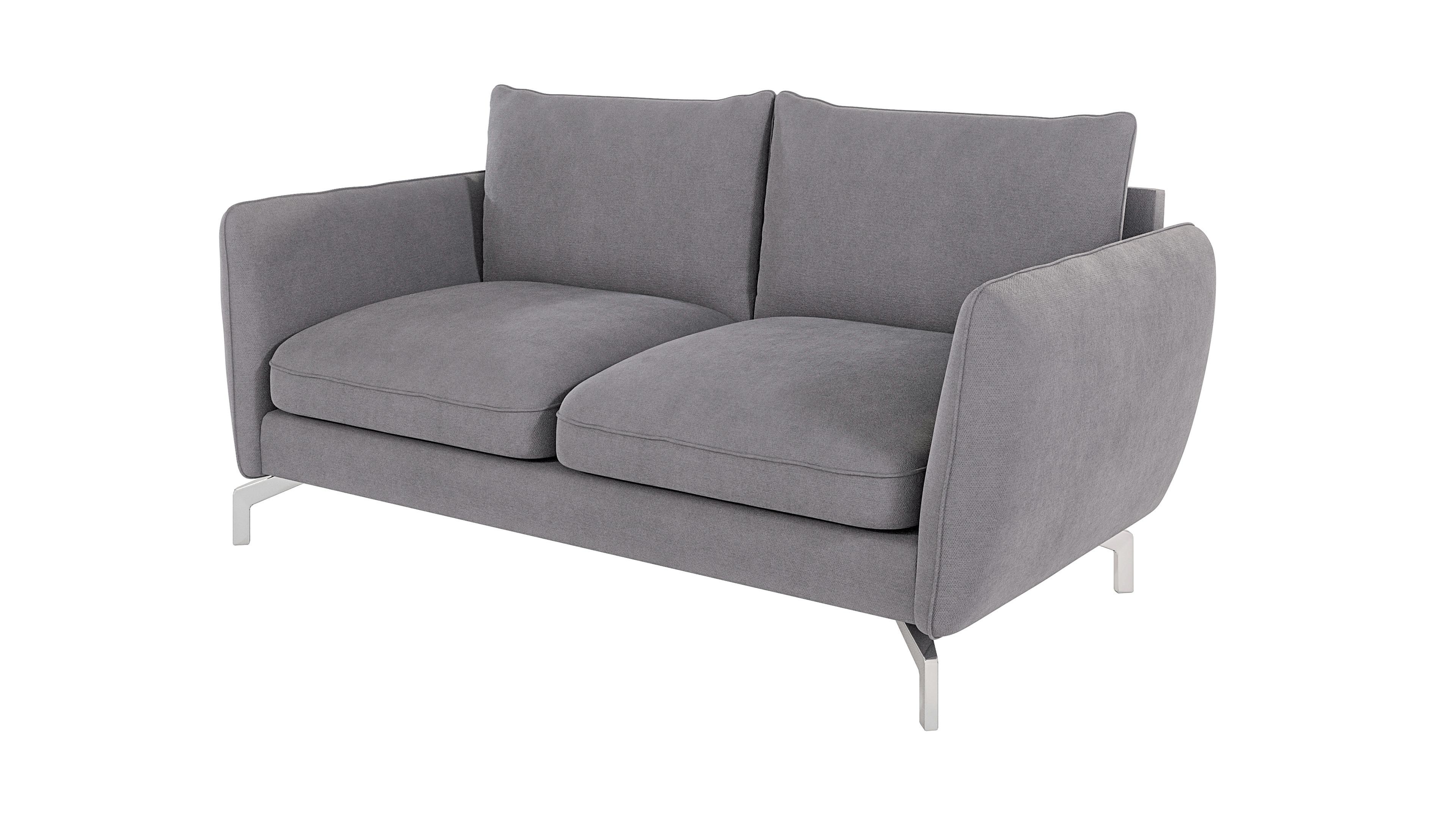 2-SITZER-SOFA Elou Grau Microfaser - Chromfarben/Grau, Holz/Textil (172/87/92cm) - S-Style Möbel