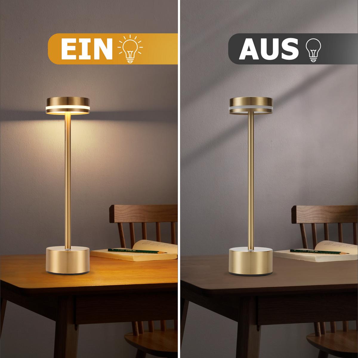 TISCHLEUCHTE Flammer 8/8/31.5 cm - Goldfarben, Kunststoff/Metall (8/8/31.5cm) - ZMH
