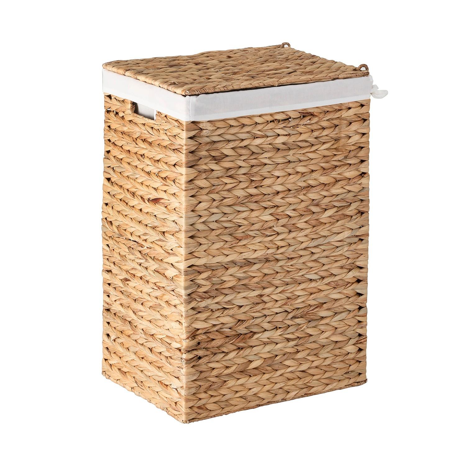 WASCHESAMMLER mit Deckel aus Wasserhyazinthe 30/60/40 cm - Beige, Naturmaterialien (30/60/42cm) - Calicosy