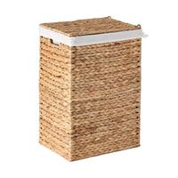 WASCHESAMMLER mit Deckel aus Wasserhyazinthe 30/60/40 cm - Beige, Naturmaterialien (30/60/42cm) - Calicosy