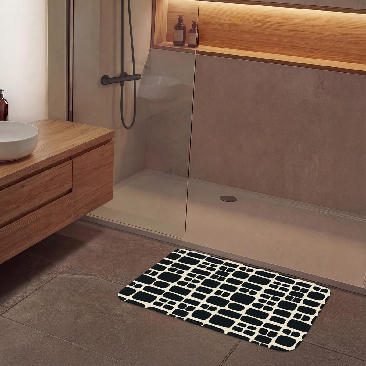 BADEMATTE Modern - Bio - Schwarz 90x60 cm - Anthrazit, Textil (90/60cm) - OnlyWow