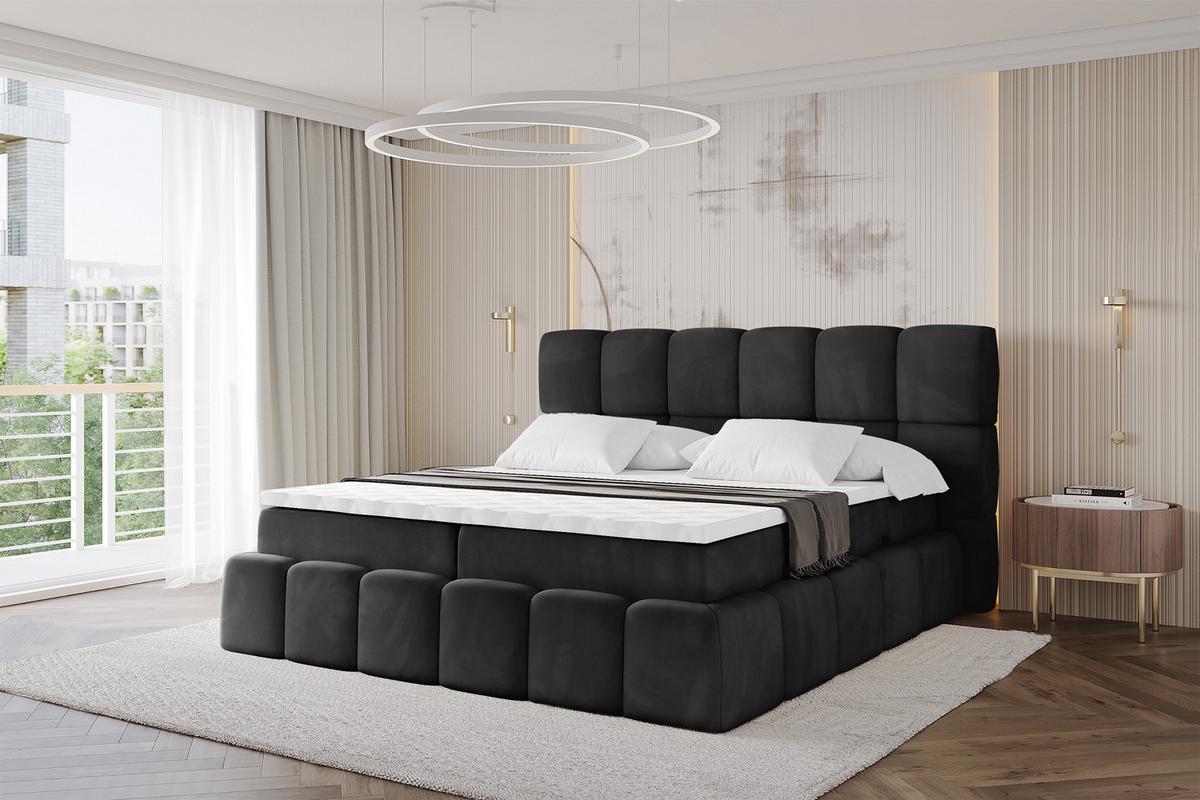 BOXBETT - AURI-H3 - 160x200 Schwarz Casablanca - Schwarz, Holzwerkstoff (160/200cm) - ALTDECOR