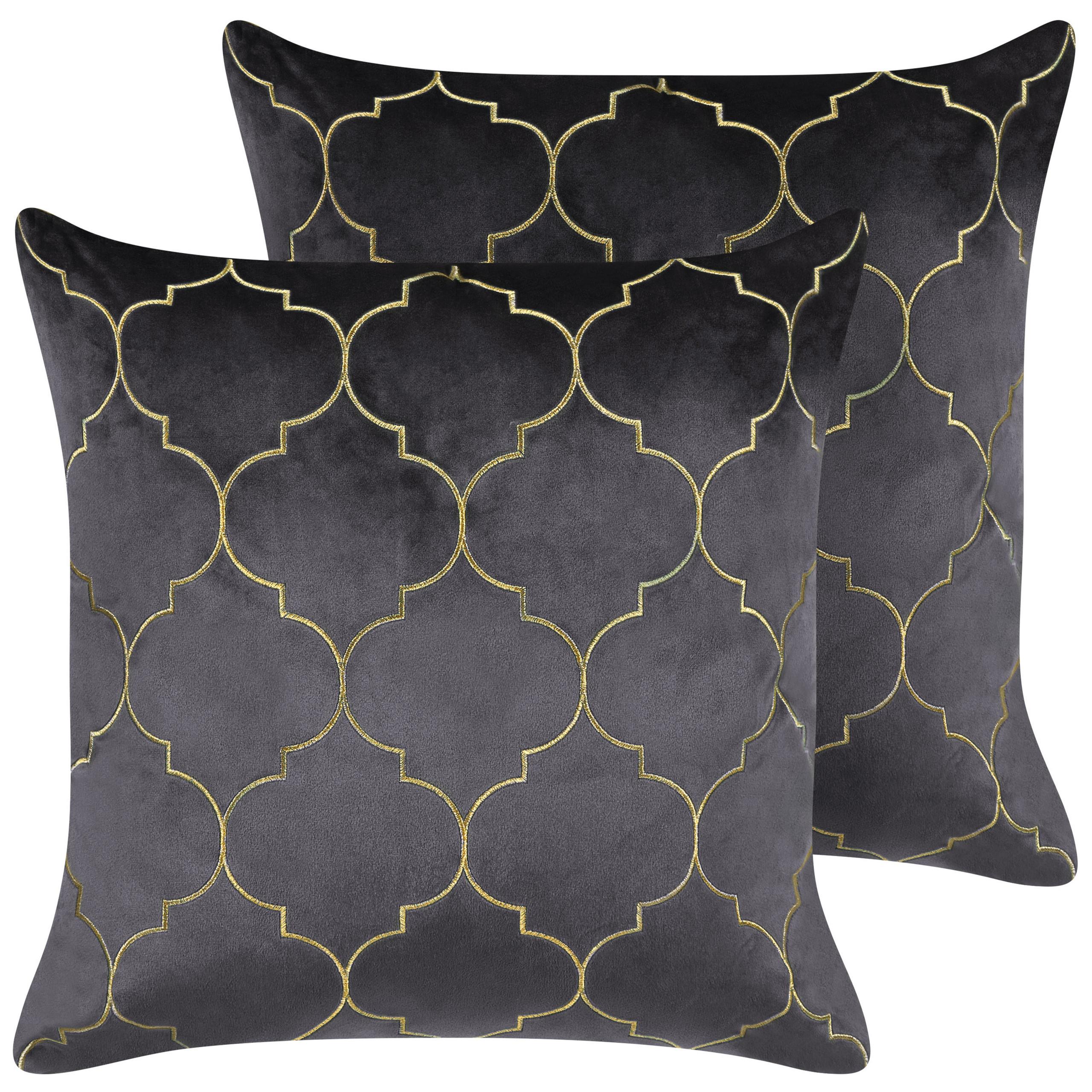 DEKOKISSEN 2er-Set Grau 45/45 cm Alyssum - Grau, Textil (45/45cm) - Beliani