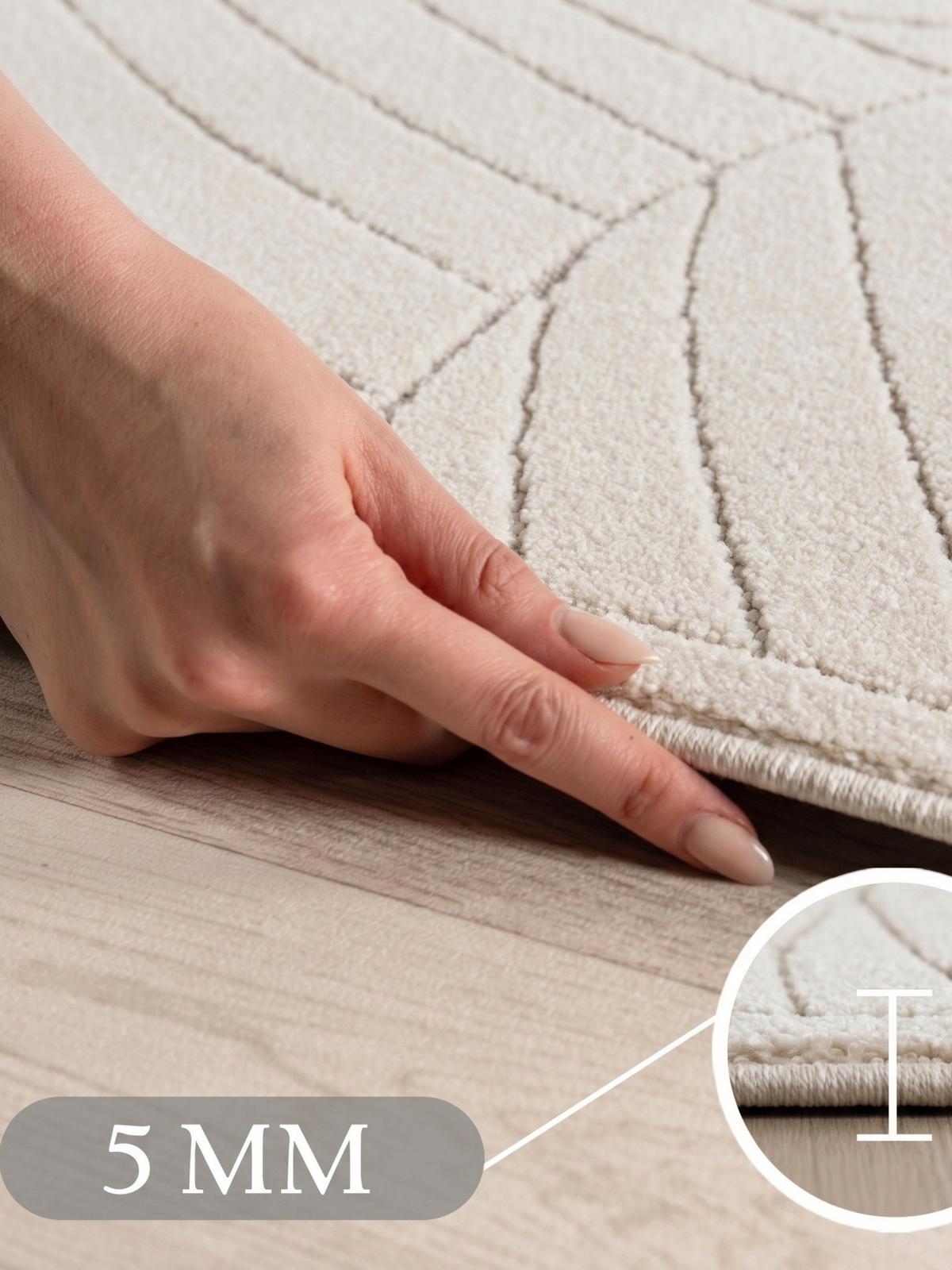 TEPPICH Outdoor, Fußbodenheizung-geeignet, mit Blattmotiv, ENGADIN in Creme, 120 x 170 cm - Creme, Textil (120/170cm) - KADIMA DESIGN