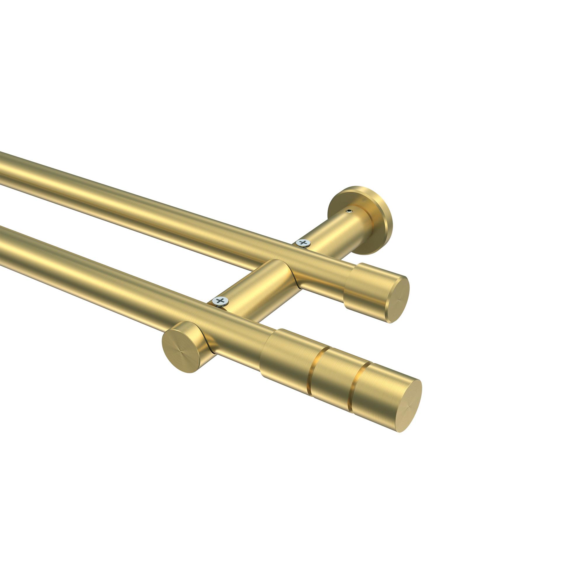 GARDINENSTANGE Platon Elanto 600 cm (geteilt in 3 x 200 cm), 2-läufig (ohne Ringe), 20 mm Ø Messing-Optik - Messingfarben, Metall (600cm) - INTERDECO