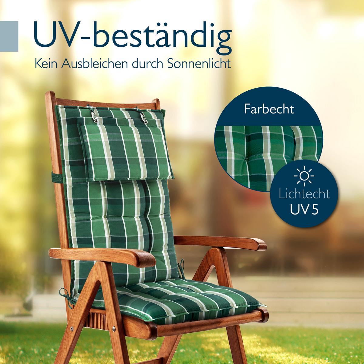 HOCHLEHNER Sun-HL 119x50x8cm Grün-Kariert (2tlg) - Dunkelgrün, Textil (50/120cm) - Beautissu 