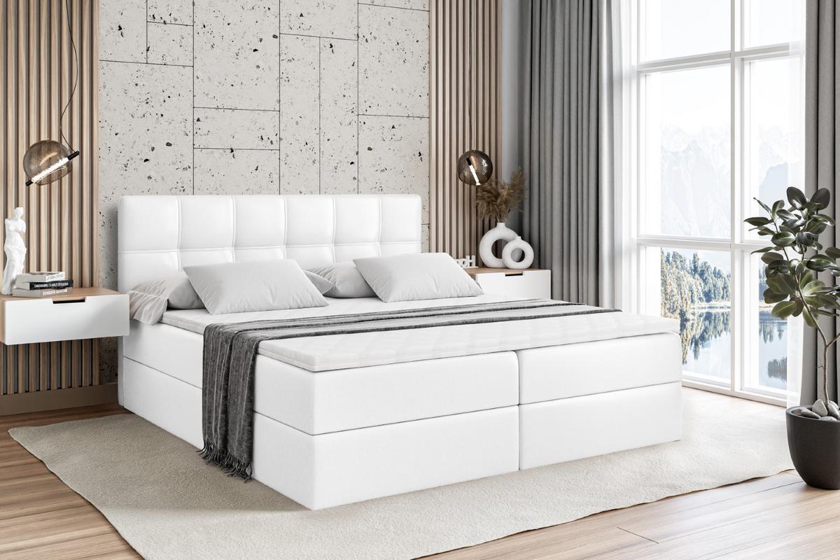 BOXBETT mit Matratze H3 und Lattenrost - MARCE - 140 x 200 cm - Weiß - Weiß Hochglanz, Holzwerkstoff (140/200cm) - ALTDECOR