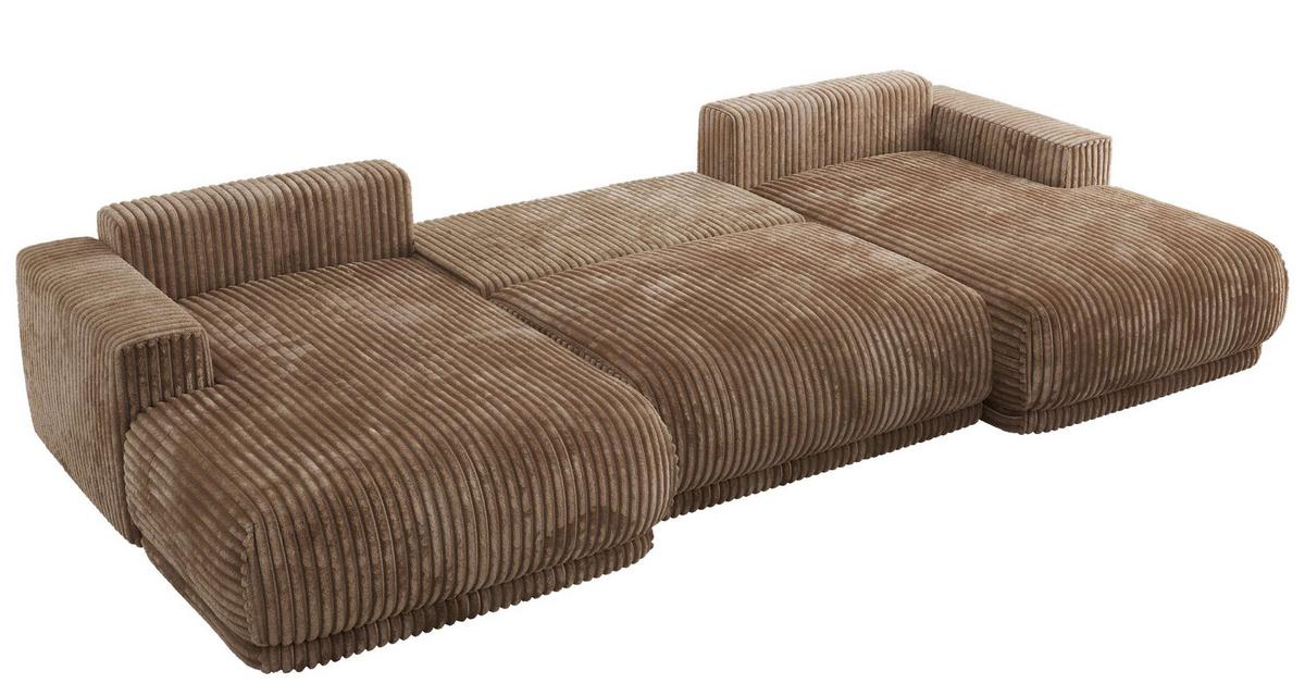 WOHNLANDSCHAFT RINA U Braun Cord - Schwarz/Braun, Kunststoff/Textil (360/85/170cm) - MKS