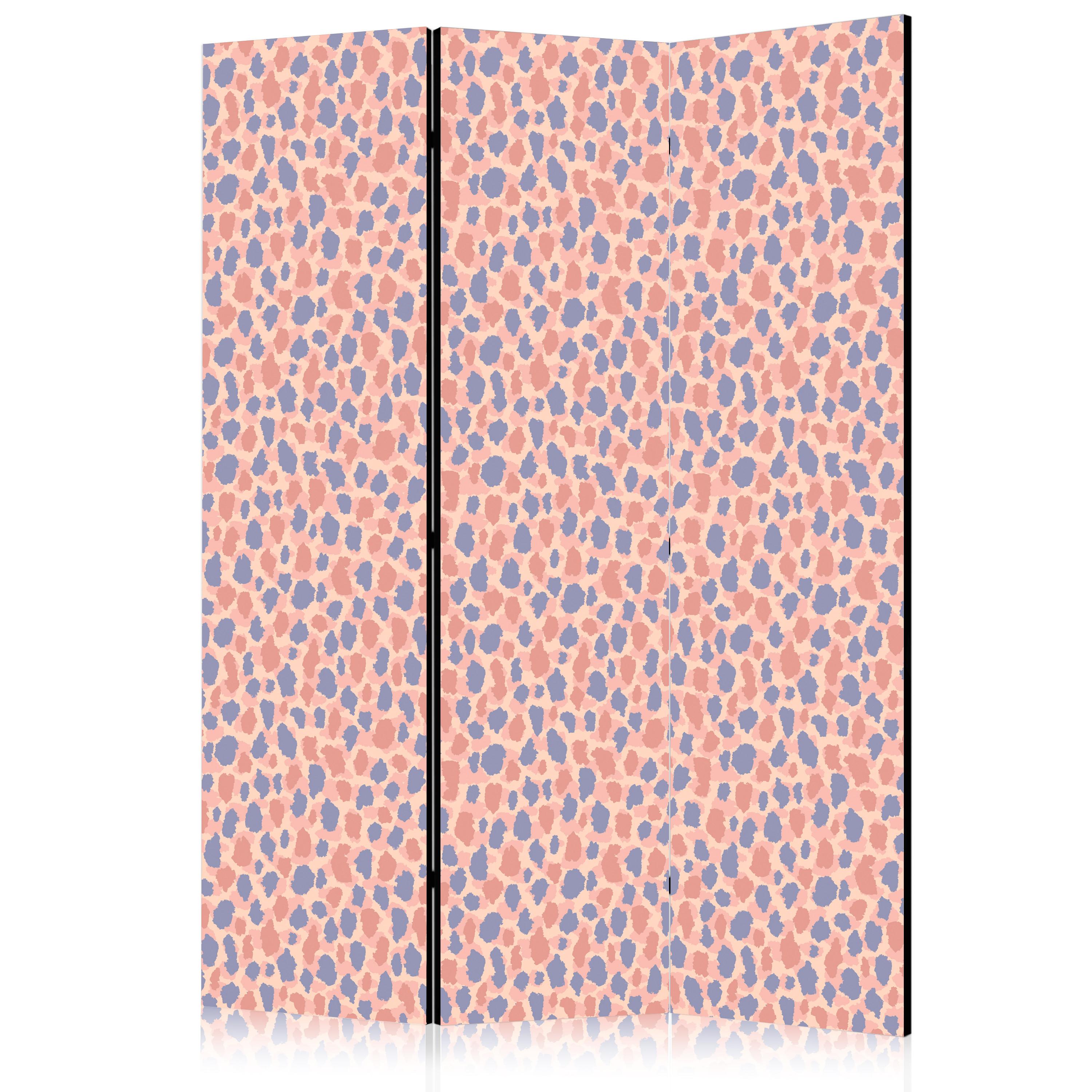 PARAVENT Beidseitig Bedruckter 3-tlg 135x172 cm Bunte Punkte - Flieder/Rosa, Holz/Textil (135/172/3cm) - Muralo