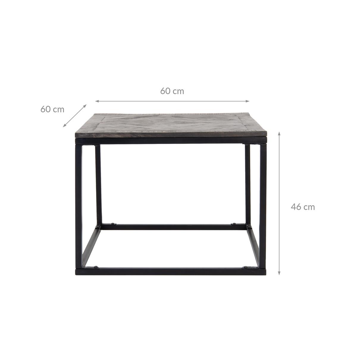 BEISTELLTISCH 60x60 cm Grau aus Mangoholz massiv - Schwarz/Grau, Holz (60/60/46cm) - WOMO-DESIGN
