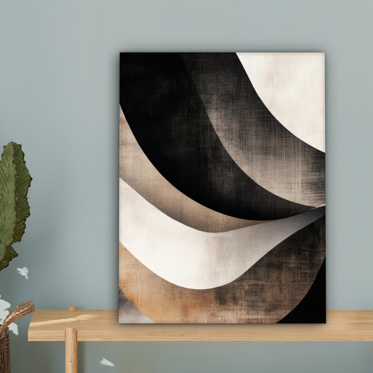 LEINWANDBILD Abstrakt - Wellen - Schwarz - Verwittert Room Decor 30x40 cm - Trüffeleichefarben, Textil (30/40cm) - MuchoWow