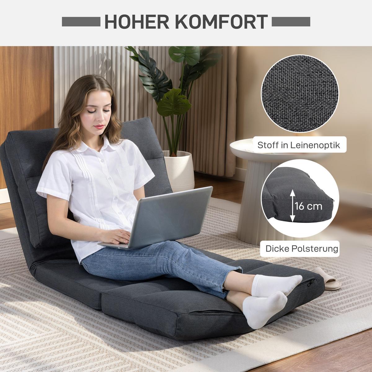 BODENSTUHL Polyester Metall Dunkelgrau - Dunkelgrau, Textil/Metall (72/56/70cm) - HOMCOM