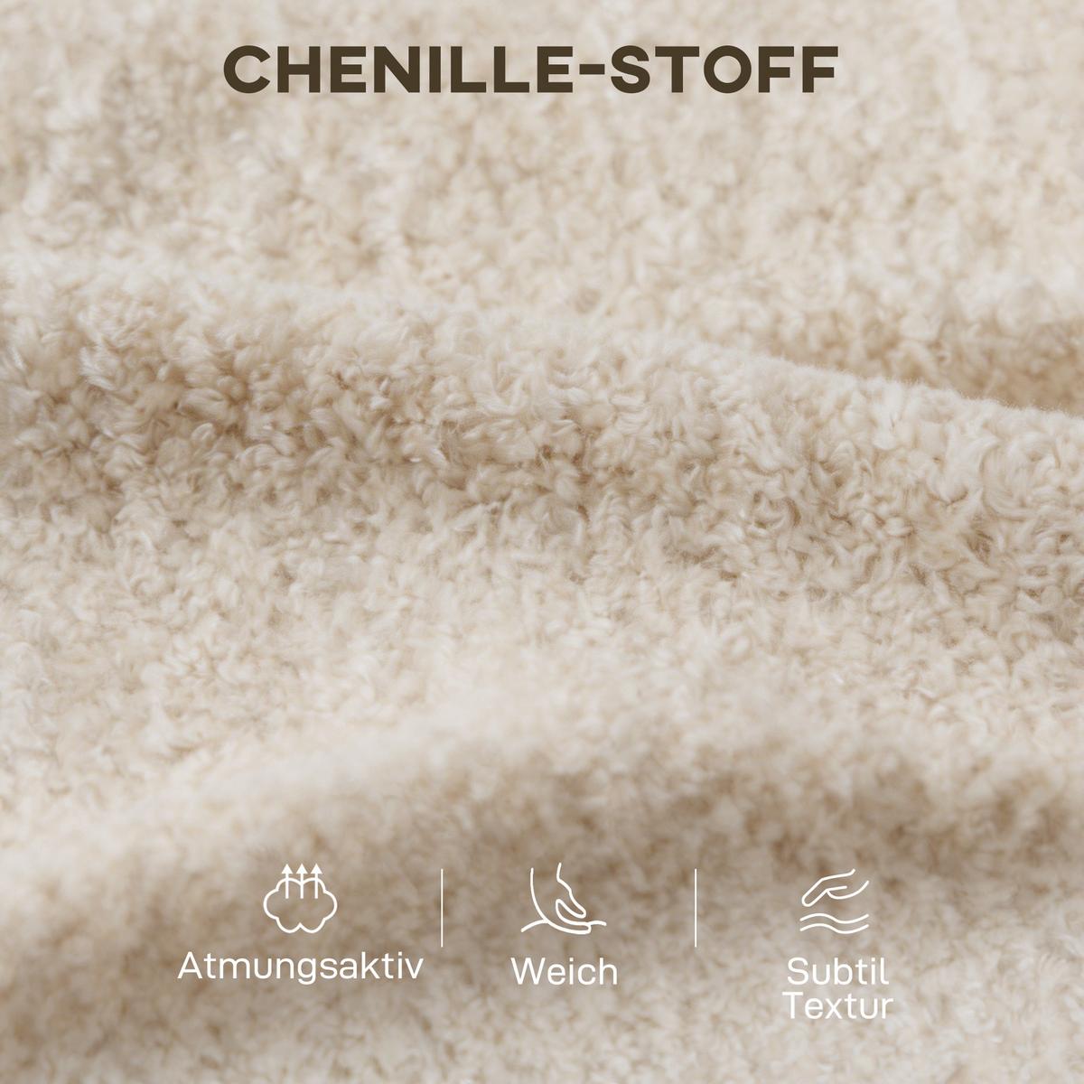 SOFA 3-Sitzer aus Polyester Beige - Beige/Schwarz, Holzwerkstoff/Kunststoff (85/90/211.5cm) - HOMCOM