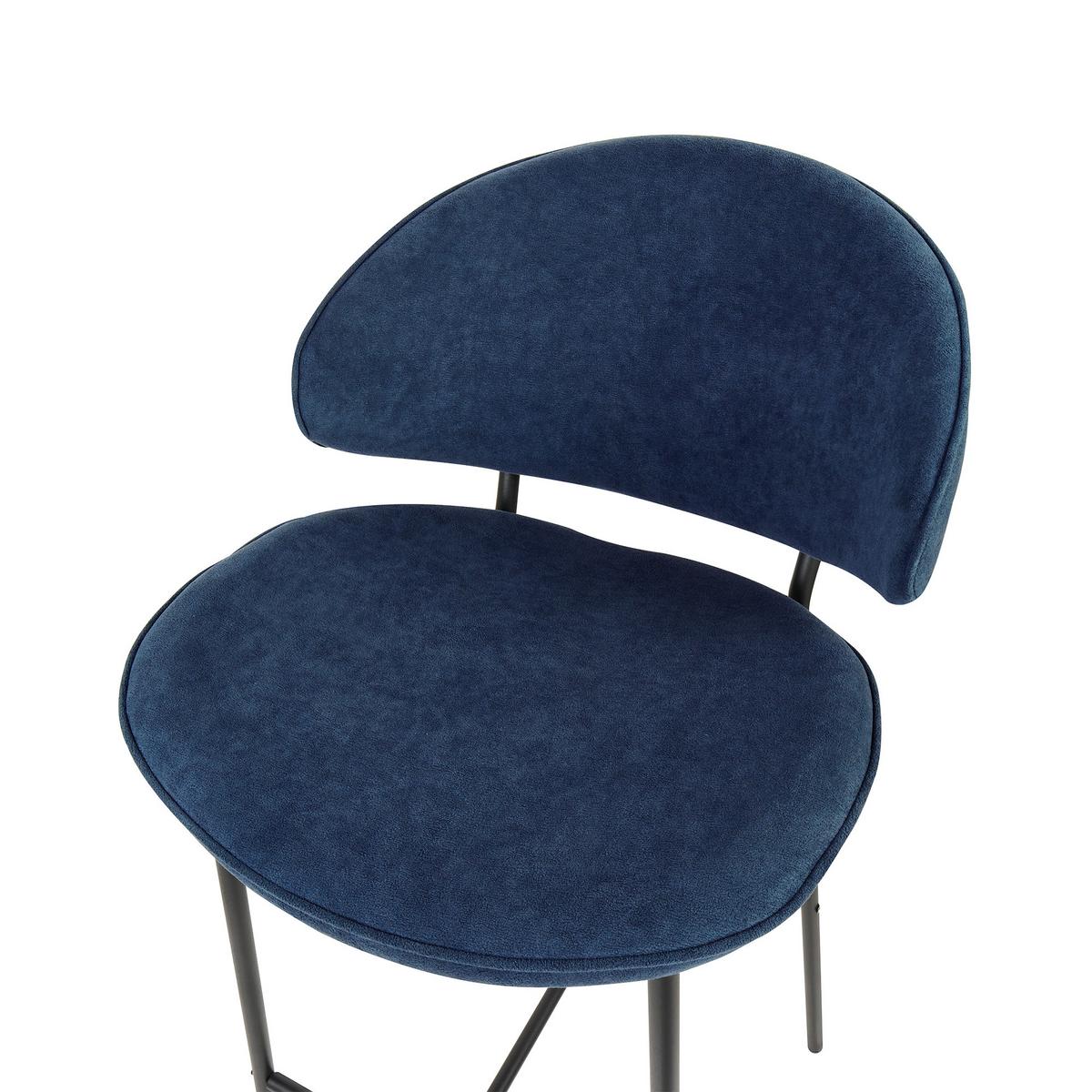 BARSTÜHLEN 2er-Set Marineblau Kiana - Blau/Schwarz, Textil (49/104/59cm) - Beliani