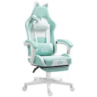 GAMING-STUHL Kunstleder Hellblau - Weiß/Hellblau, Textil (62/124/65cm) - HOMCOM