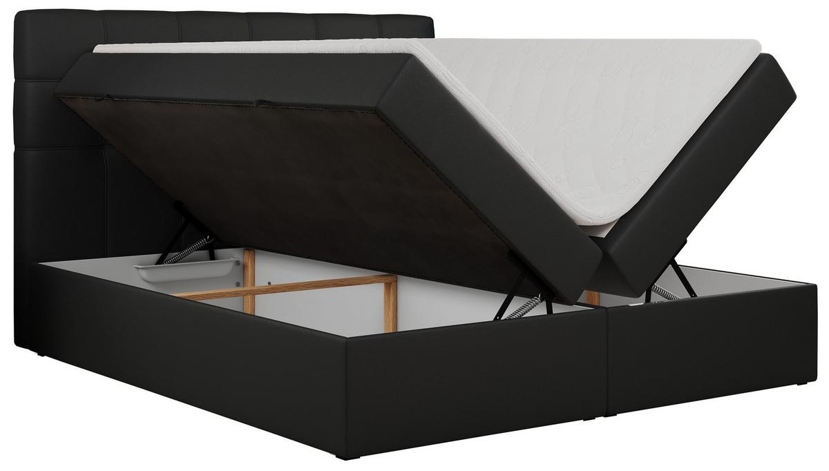 BOXBETT ERNI 120/200 - Schwarz Kunstleder - H3 - Schwarz, Holz/Textil (120/200cm) - MKS