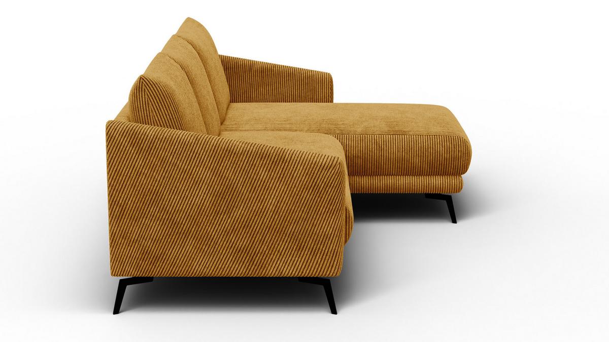 ECKSOFA VILT 3-Sitzer, safran - Gelb/Schwarz, Holzwerkstoff/Textil (221/156cm) - Wozimo