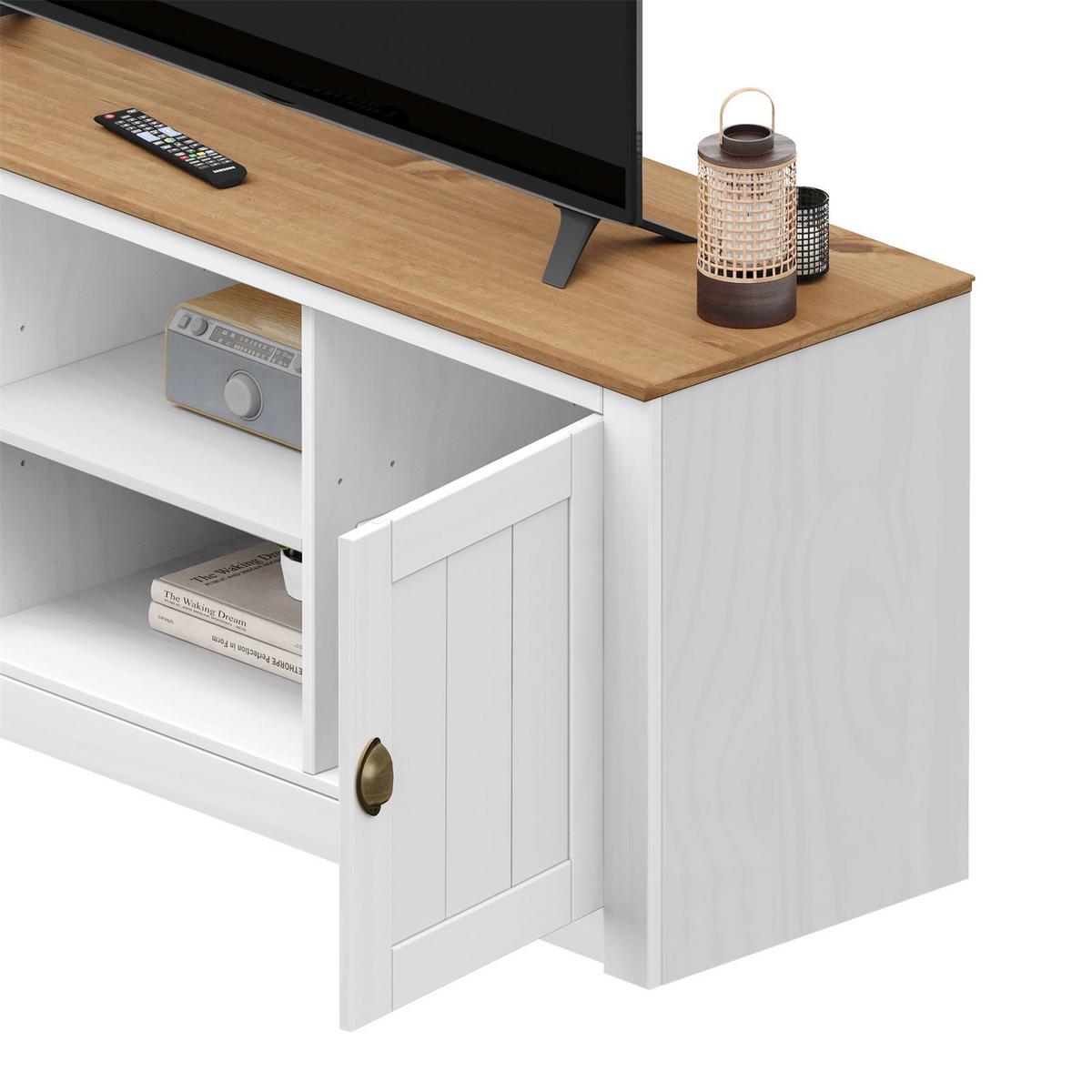 TV-LOWBOARD BOLTON weiß/braun - Weiß/Braun, Holz (138/57/40cm) - IDIMEX