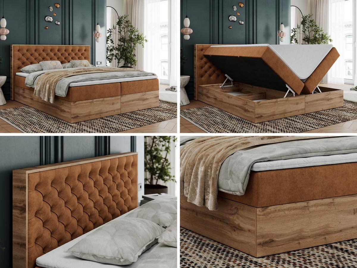BOXBETT ALBERO 3 - 200/200 Orange Struktur - H3 - Orange, Holz/Textil (200/200cm) - MKS