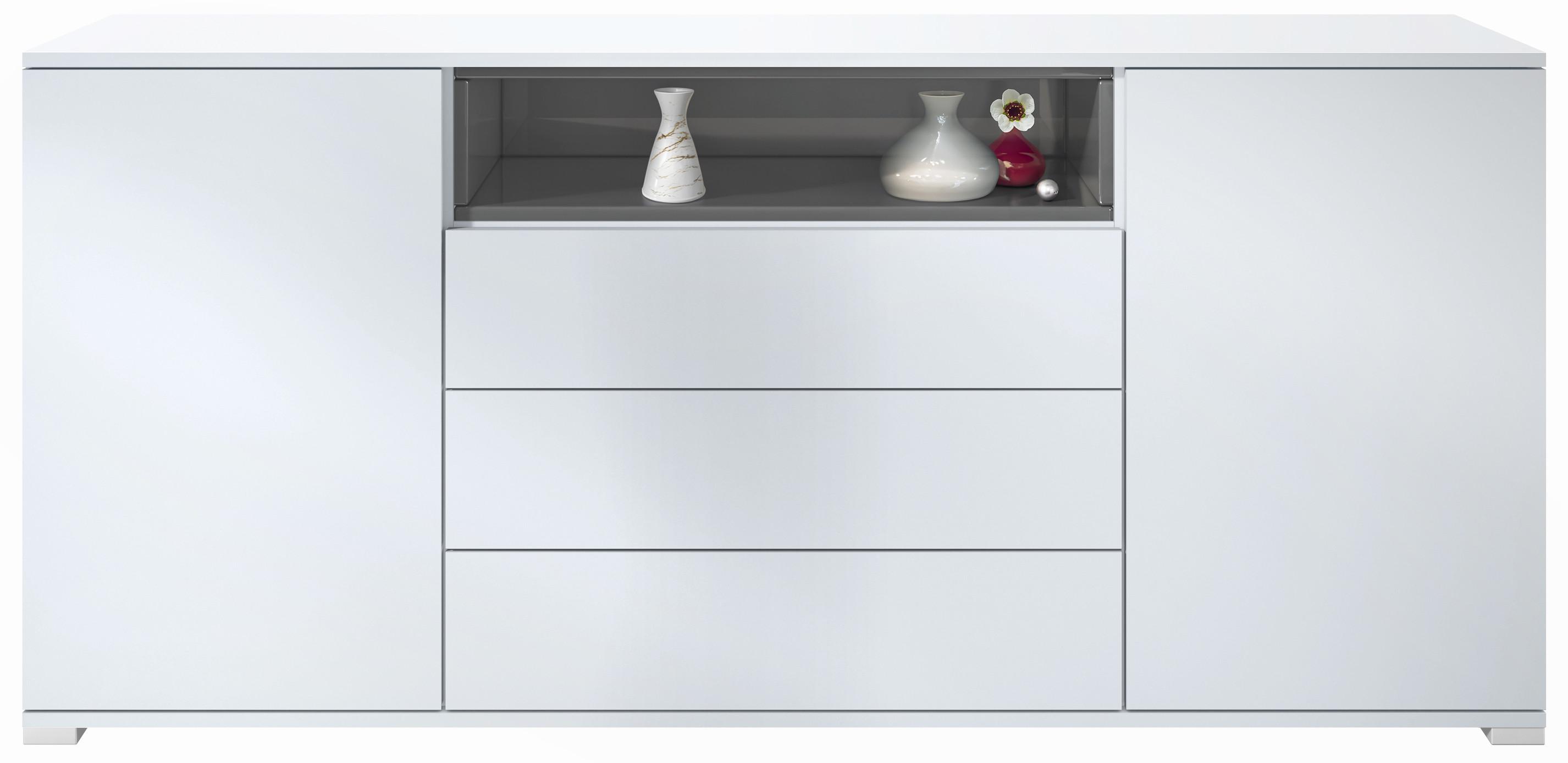 SIDEBOARD Skadu Grau Hochglanz - Grau, Holzwerkstoff (166.5/75.5/35cm) - Vladon