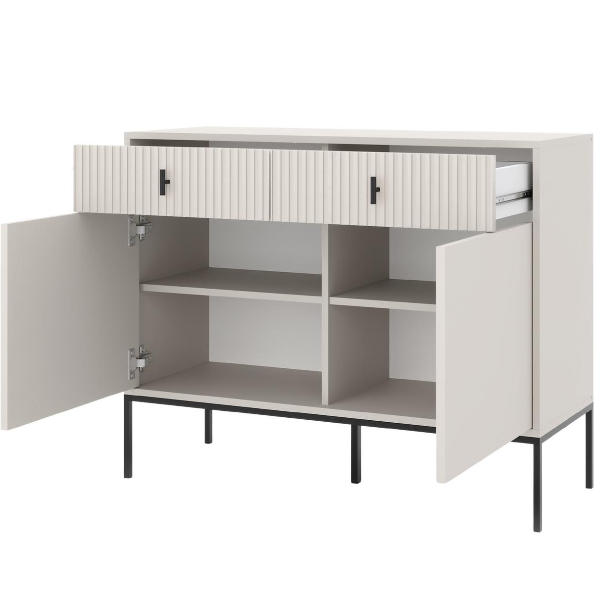 KOMMODE Marvello mit 2 Türen und 2 Schubladen, Kaschmir+Schwarz - Kaschmir/Schwarz, Holzwerkstoff/Metall (104/83/39cm) - Beautysofa