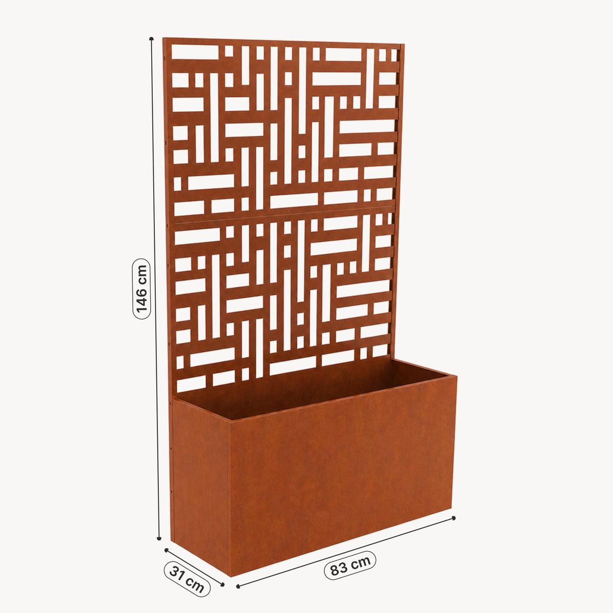BLUMENKASTEN mit Trennwand Bernalda - Rostfarben, Metall (83/146/31cm) - casa.pro