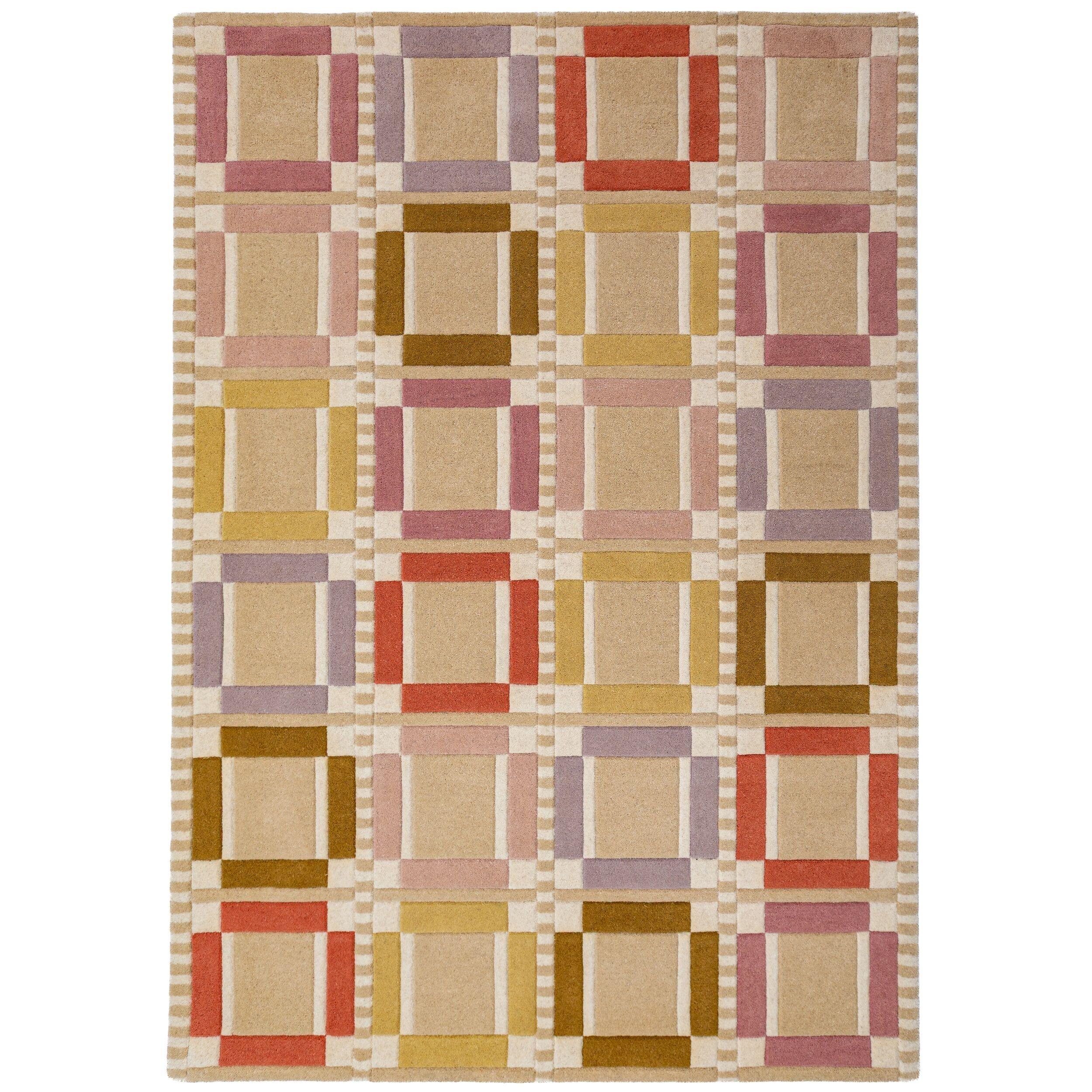TEPPICH aus Wolle, handgetuftet, ORRIN, in Multicolor-Pastell, Fensterkaro-Raster, 200 x 290 cm - Multicolor, Textil (200/290cm) - KADIMA DESIGN