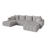 WOHNLANDSCHAFT mit Schlaffunktion und Bettkasten TOKO-U-v1 378x194x86 Hellgrau Bouclé - Silberfarben/Hellgrau, Holzwerkstoff/Kunststoff (378/86/194cm) - ALTDECOR