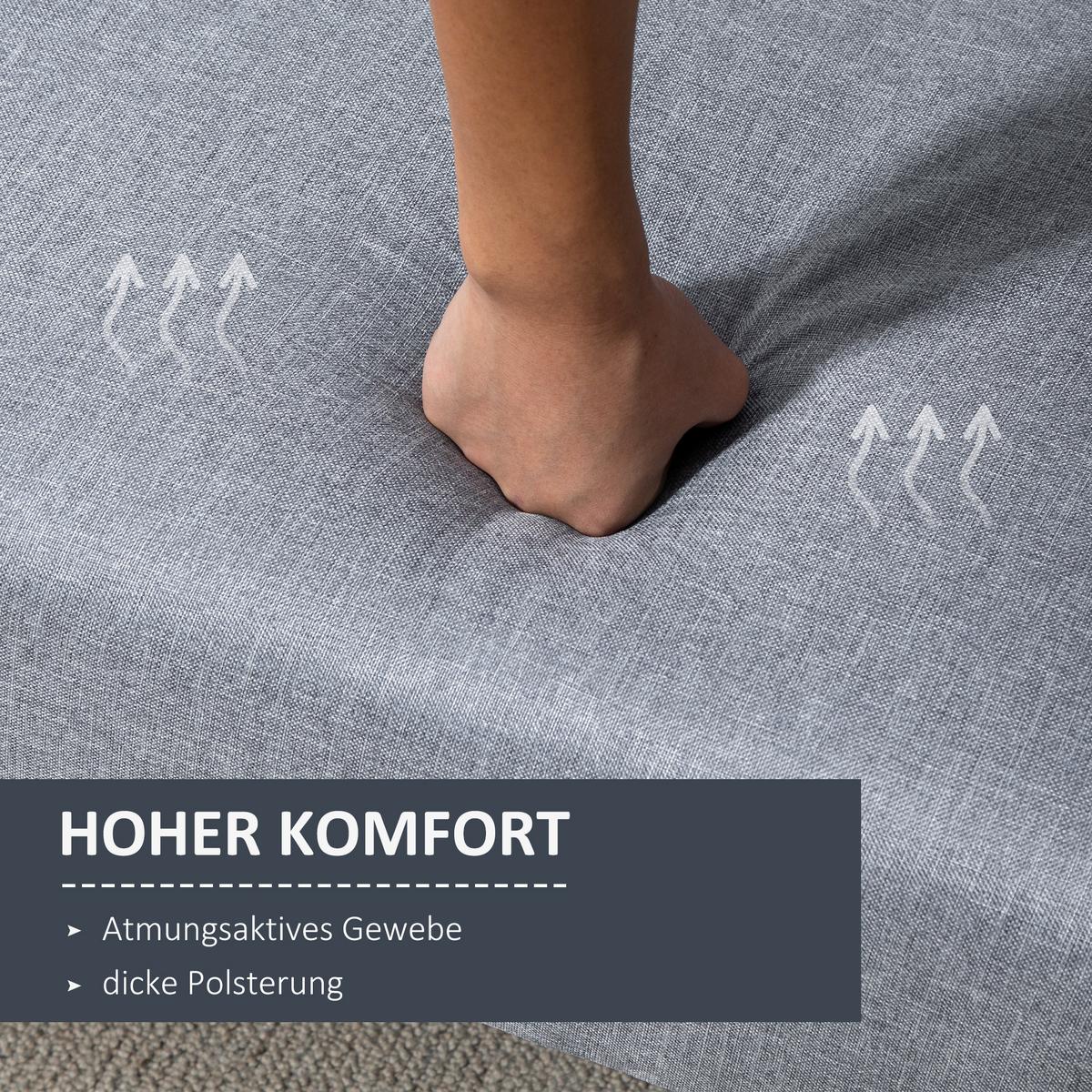 SCHLAFSOFA, 2-Sitzer Stoffsofa mit Schlaffunktion, 173 x 75 x 73 cm, Grau - Hellgrau/Naturfarben, Holz/Textil (75/73/173cm) - HOMCOM